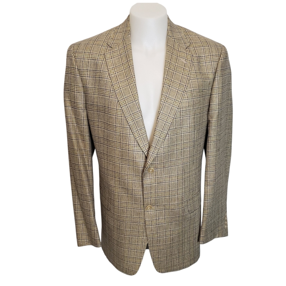 Hart Schaffner Marx Light Brown Wool/Silk Two Button Blazer Sport Coat Size: 44L
